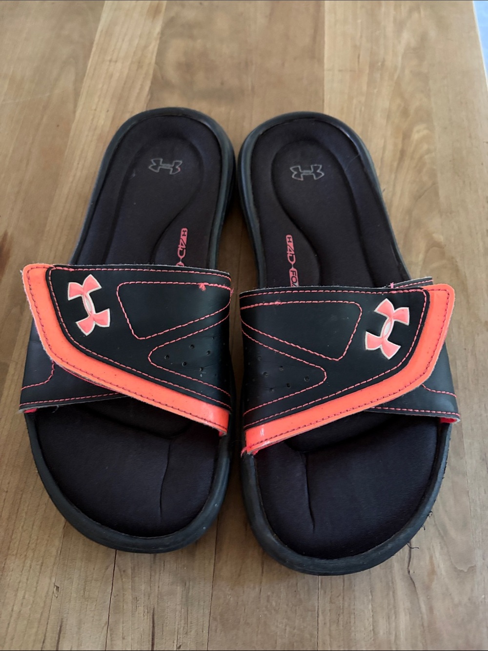 Under Armour Black and Orange Women’s Slide Sandals size 8